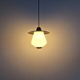 Set of 2 pendant lamps in black and white, 1950's