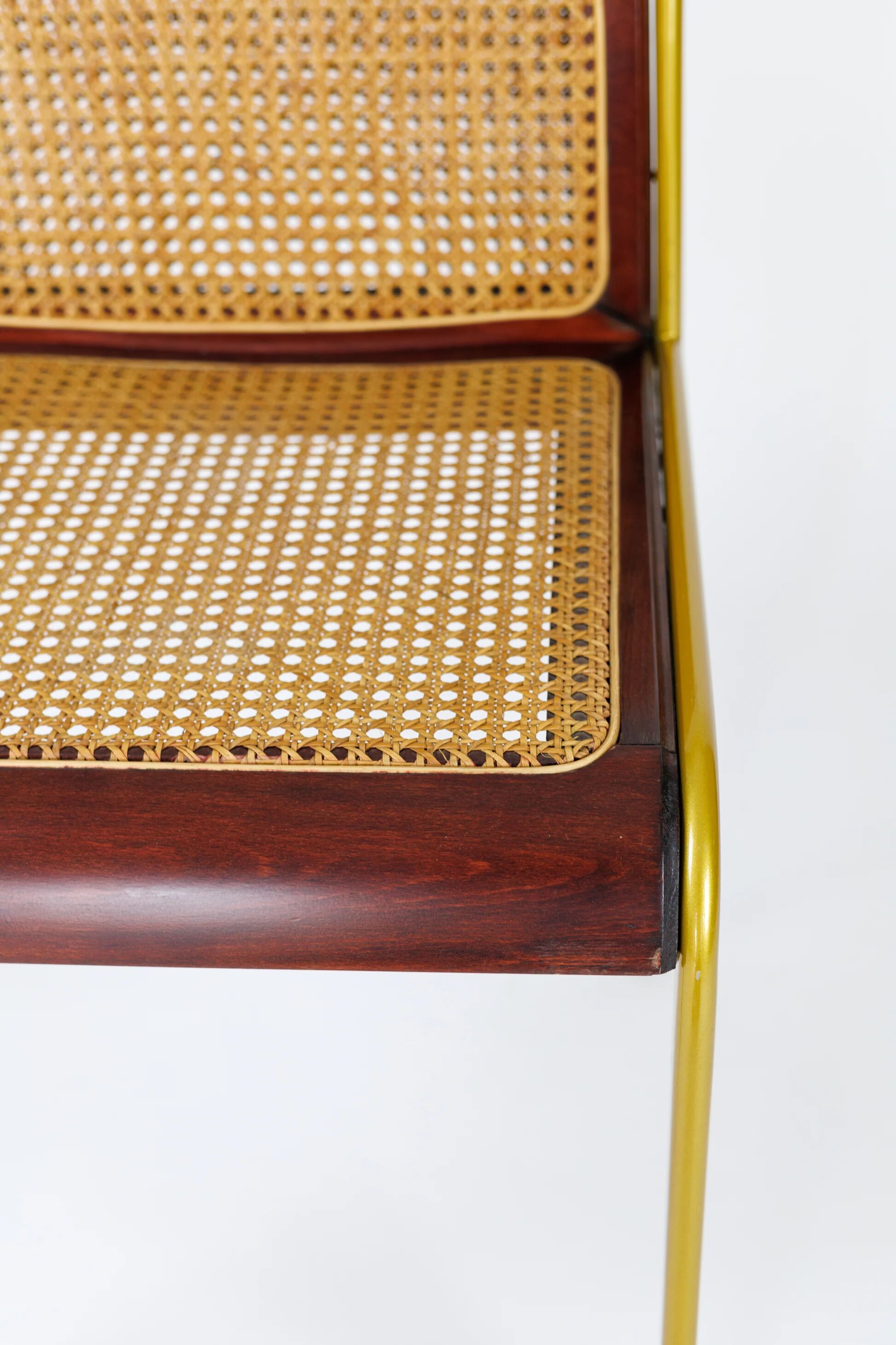 Ensemble de 6 chaises de salle à manger vintage en rotin et palissandre - Italie années 1970