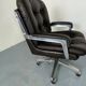 Mid-Century Italian Modernist Leather and Steel Adjustable Desk Chair, 1950s