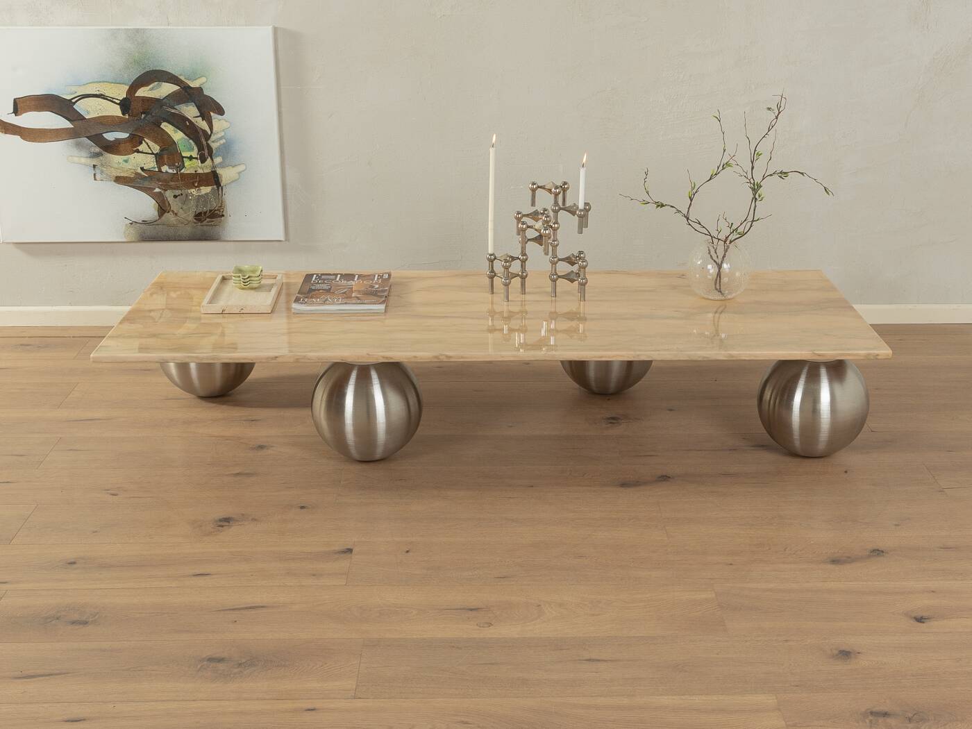 Marble Coffee Table with Ball Feet