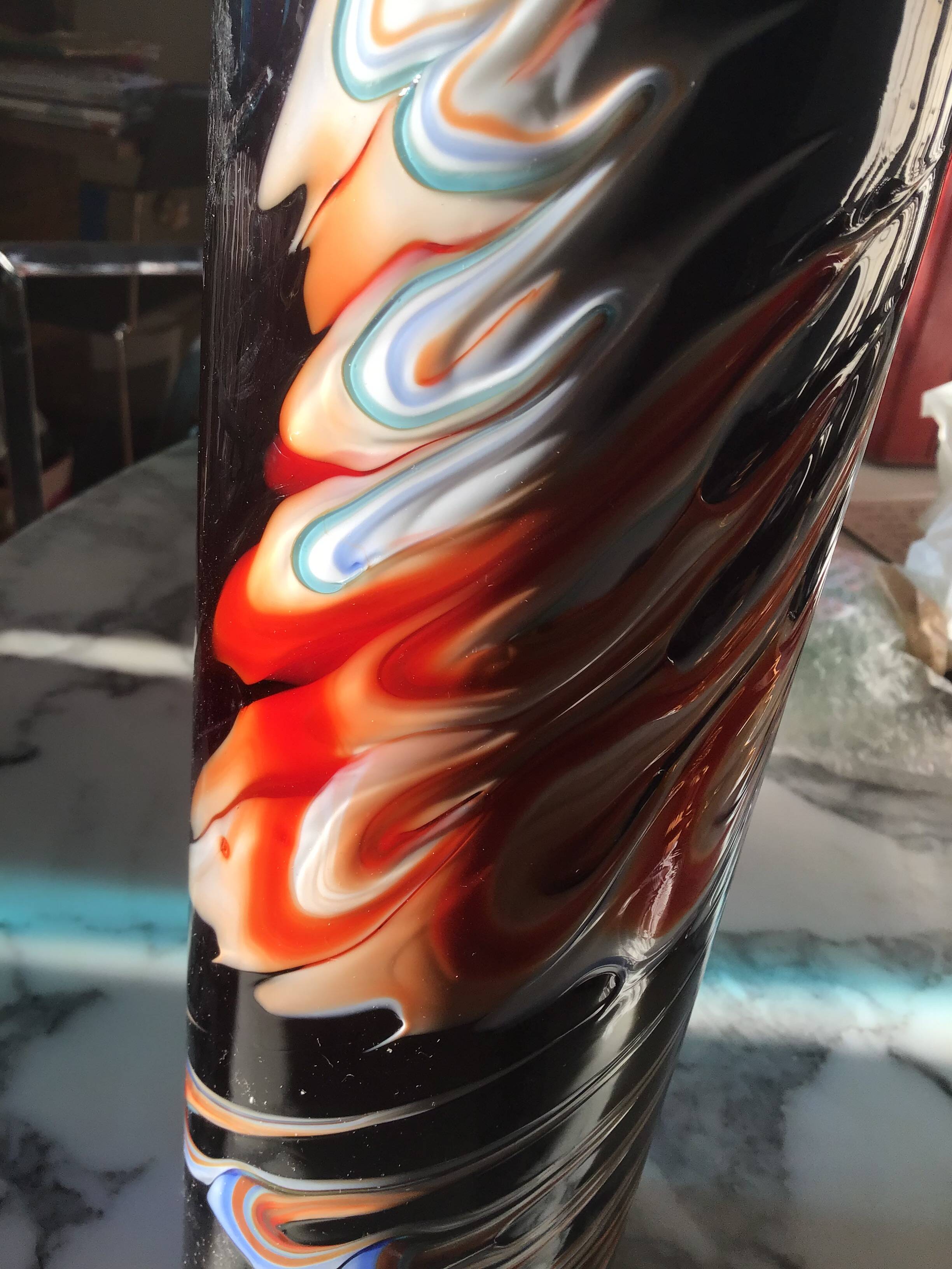 Multi-layer blown glass roller vase