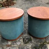 Paire de tables « tambour » vers 1950
