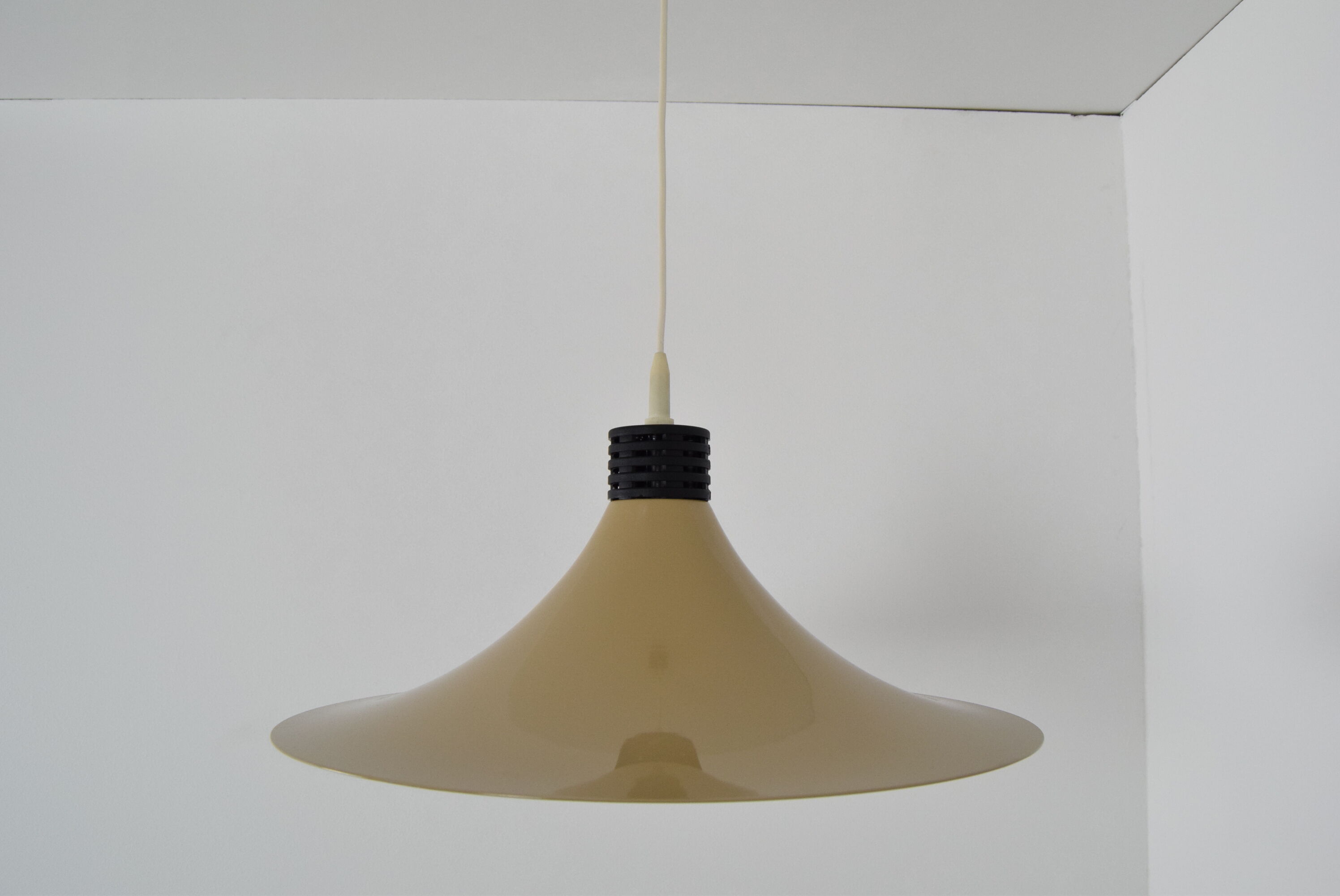 Mid-century Brown Lacquered metal Pendant circa 1980's.