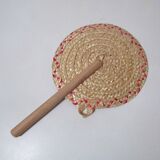 Vintage rattan round fan