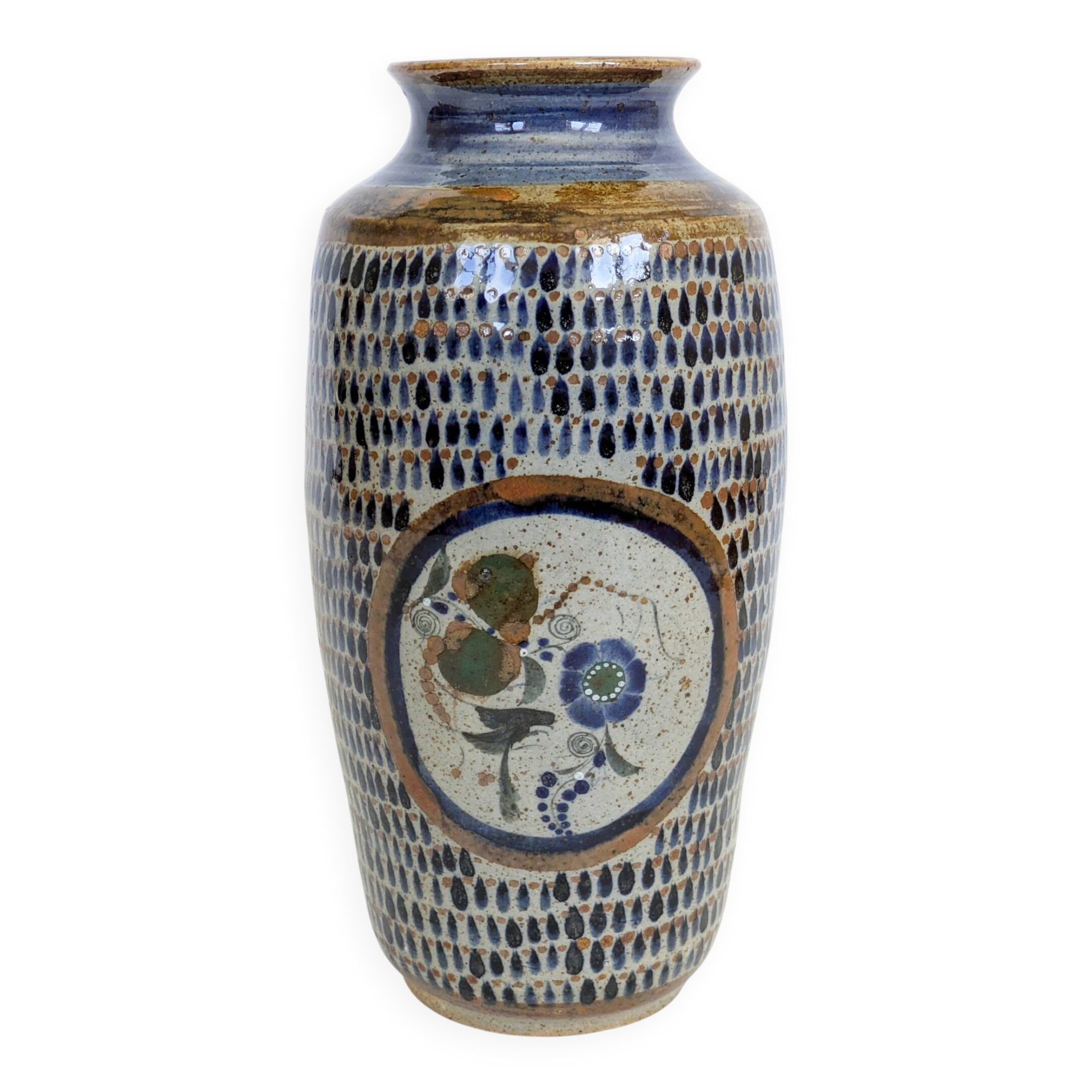 Large ceramic vase Tonalá hand-painted, Mexico 1970s