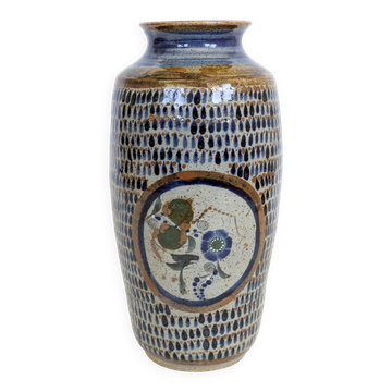 Grand vase en céramique Tonalá peint à la main, Mexique années 70