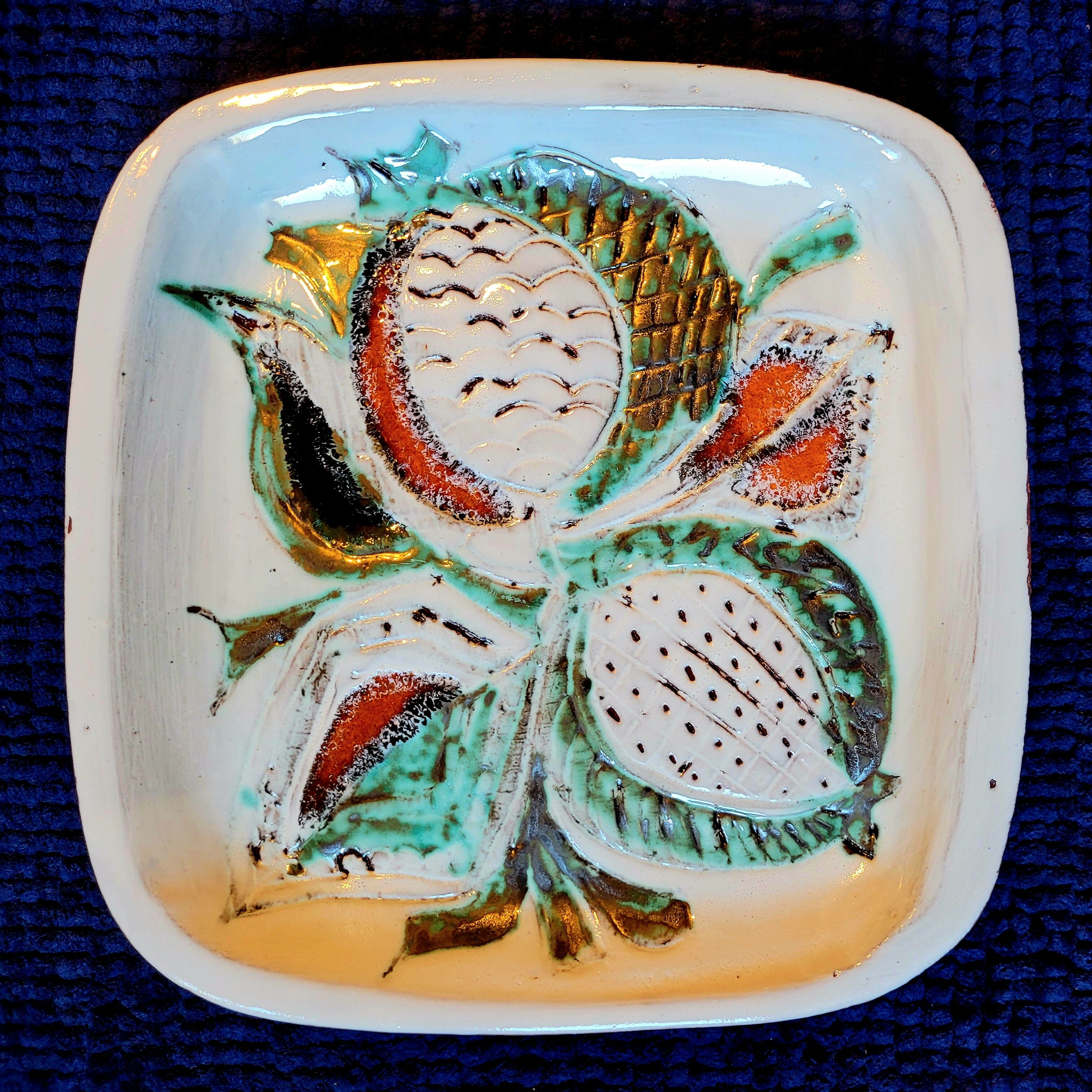 Old vintage ceramic dish Vallauris 50s 60s