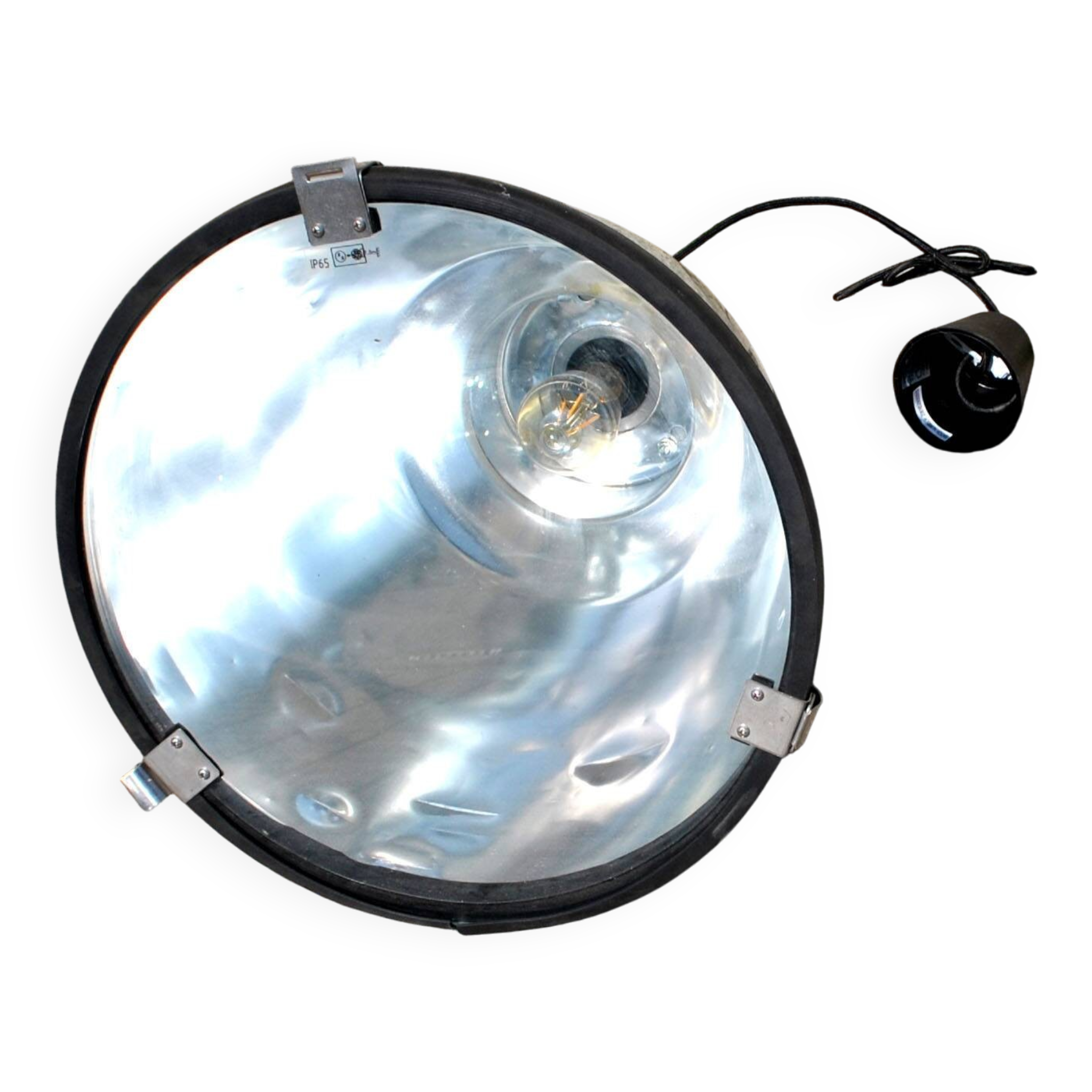Industrial Workshop Pendant Lamp in Vintage Metal and Glass