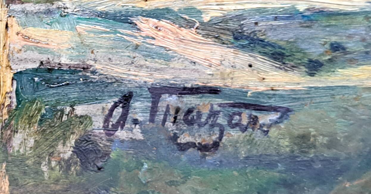 Impressionist oil painting on cardboard signed MAZARD - Barbizon school