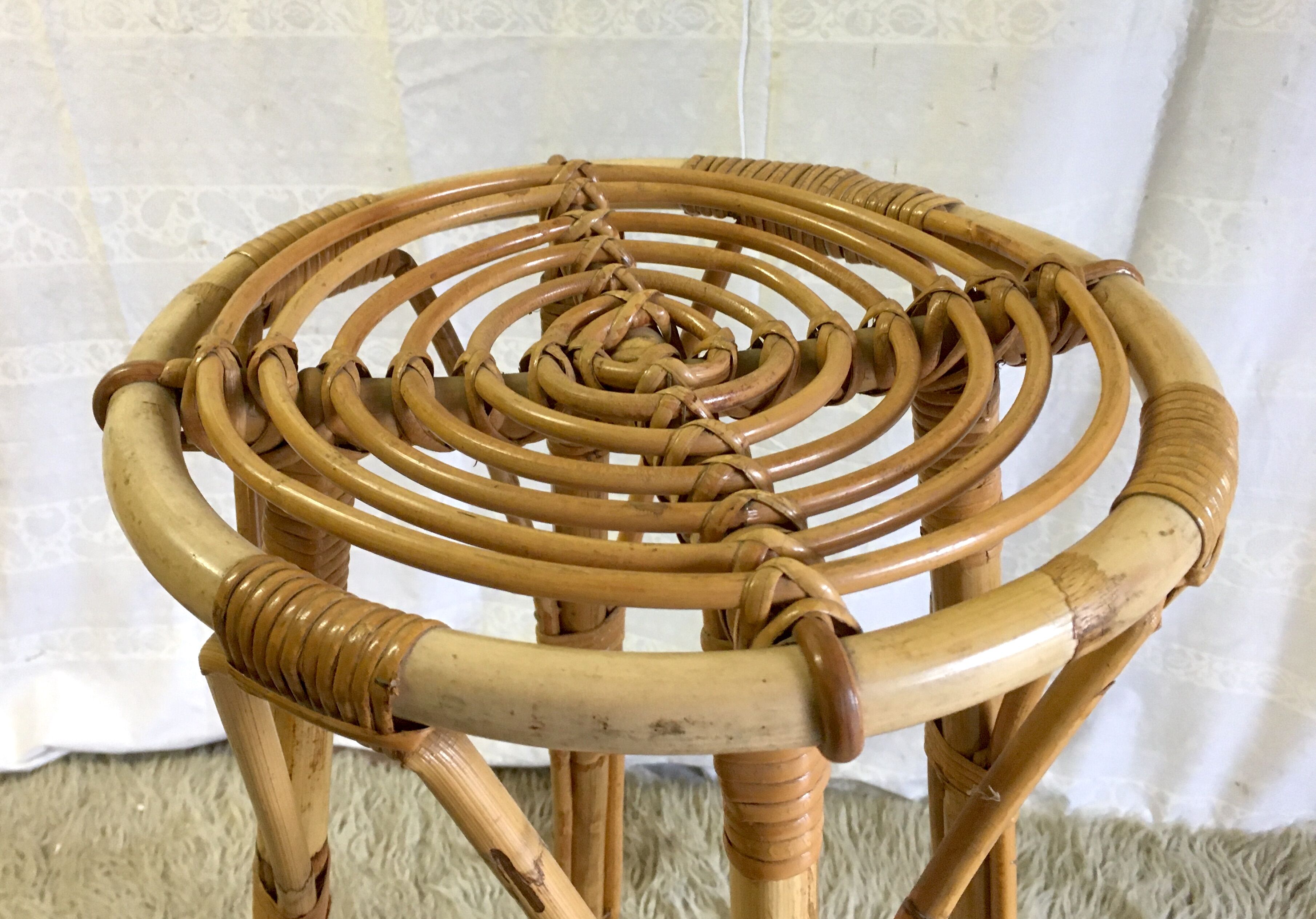 Bar stool in rattan and bamboo - 60s