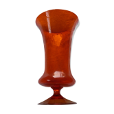 Vase en verre  bullé sur pied