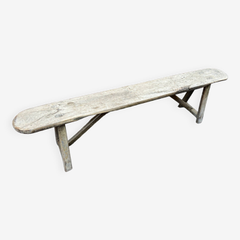 small antique farm bench natural wood industrial