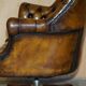 Fauteuil Chesterfield directeur ou capitaine Art Déco en cuir restauré