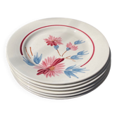 Lot de 6 assiettes plates Digoin Sarreguemines