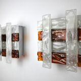 Pair of poliarte sconces by Albano Poli, 1970, Murano Italy