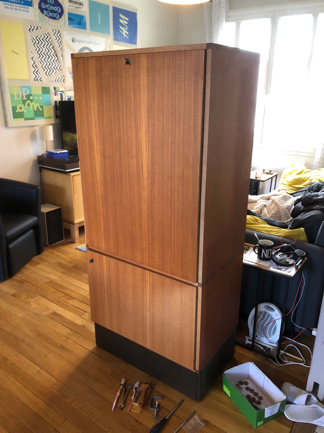 1970s teak veneered secretary