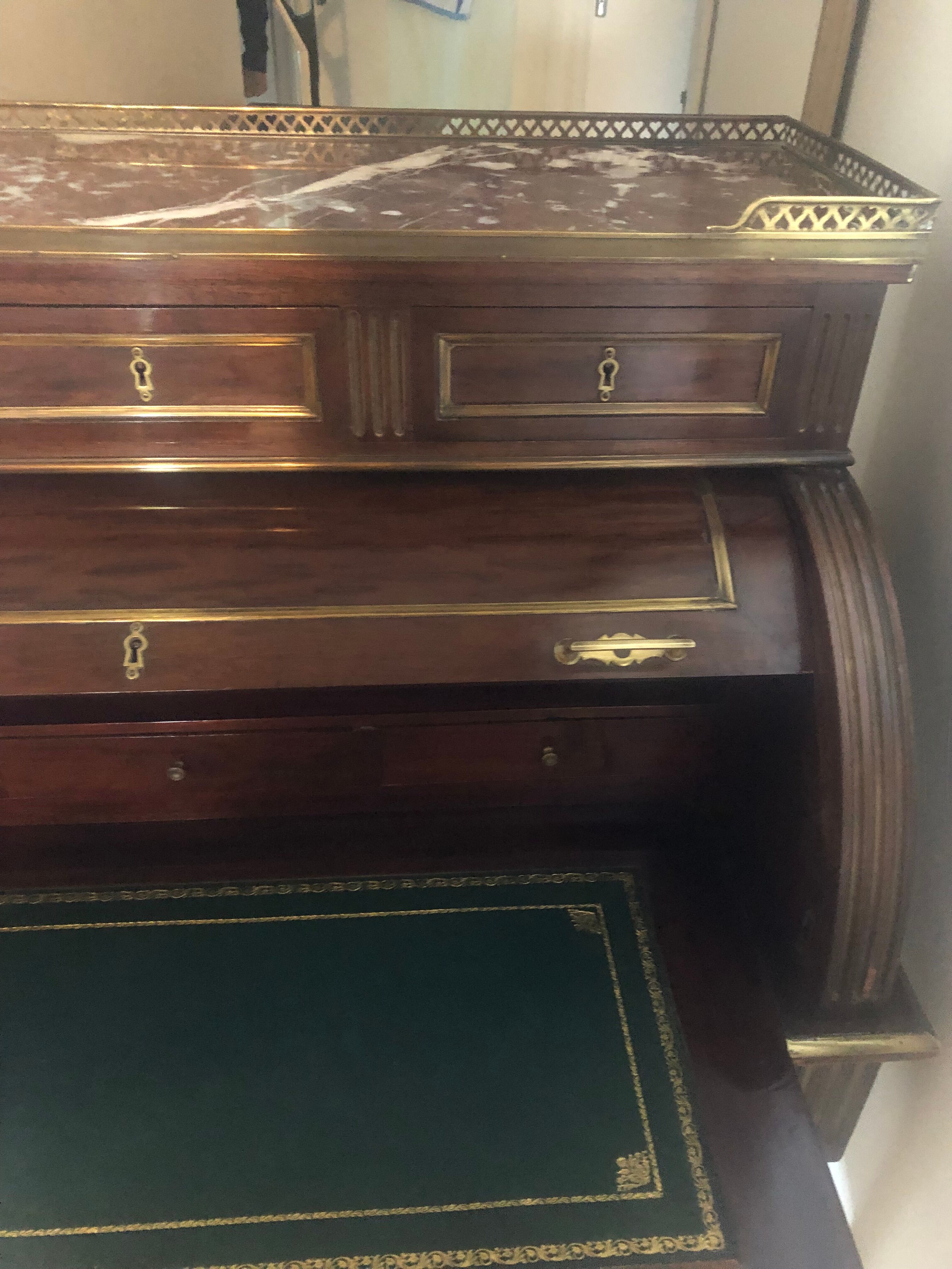 Mahogany plated cylinder desk