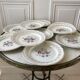 Dessert service cake dish and 10 dessert plates Digoin Sarreguemines Pamplona 50s