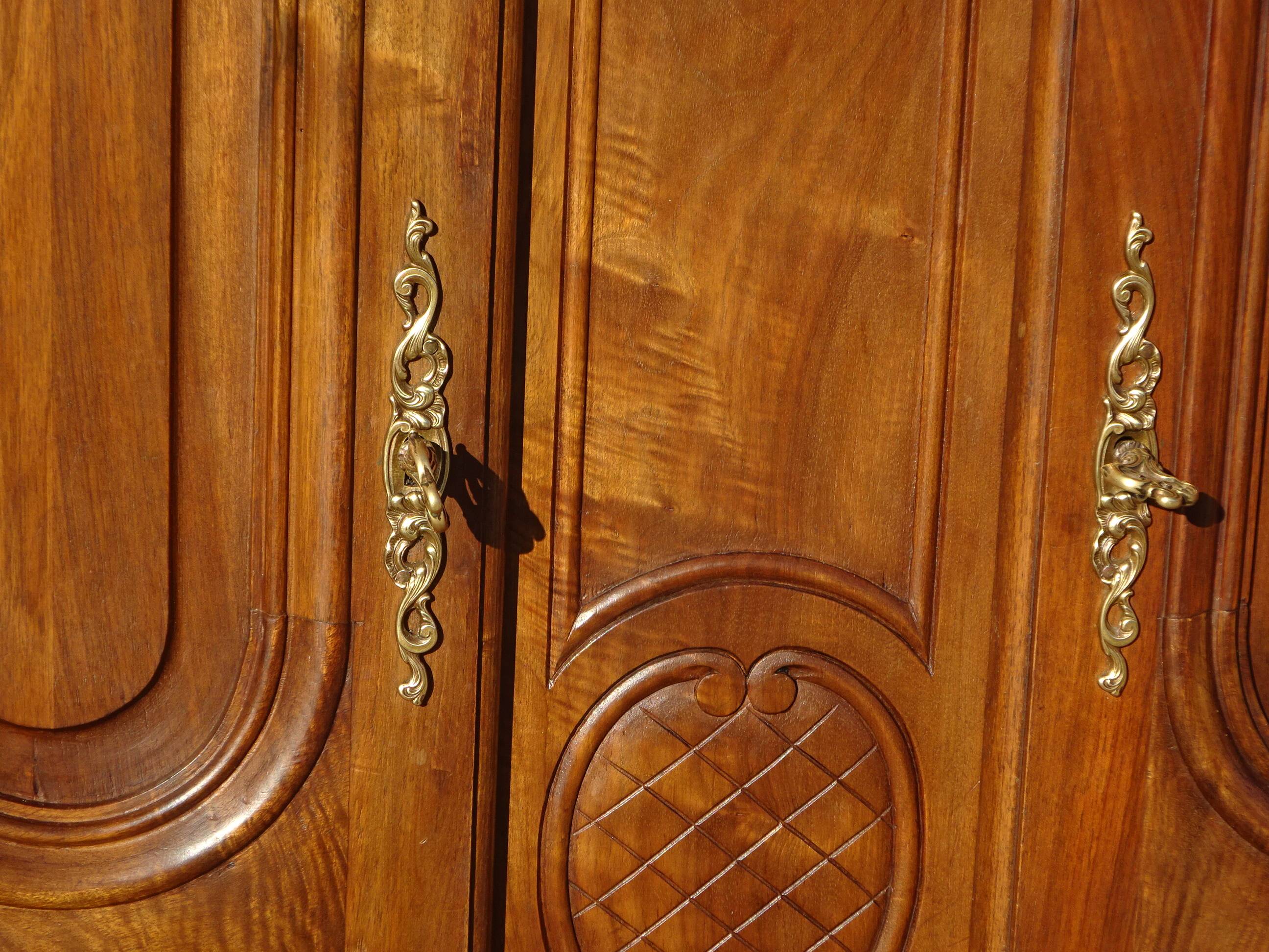 solid walnut wardrobe in Louis XV style