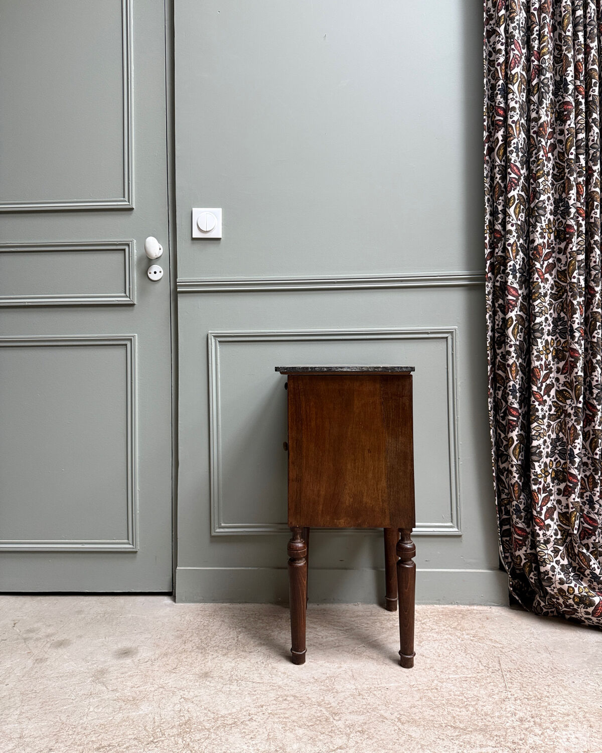 Nightstand in walnut, Napoleon III style.
