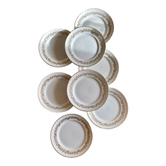 Set of 8 vintage flat plates Moulin des Loups