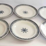 Set of 6 blue ironstone plates