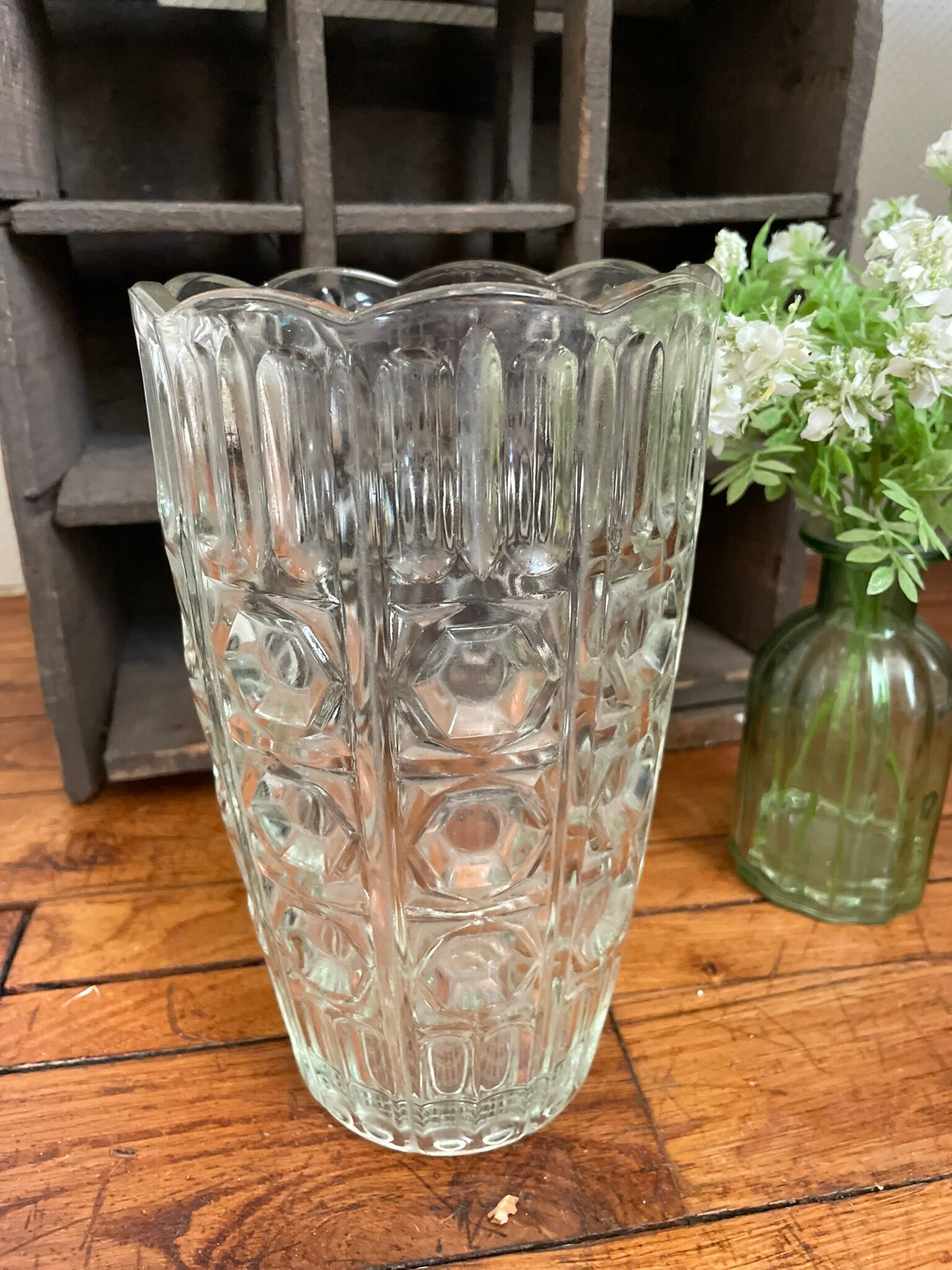 Vintage glass vase 1960 1970
