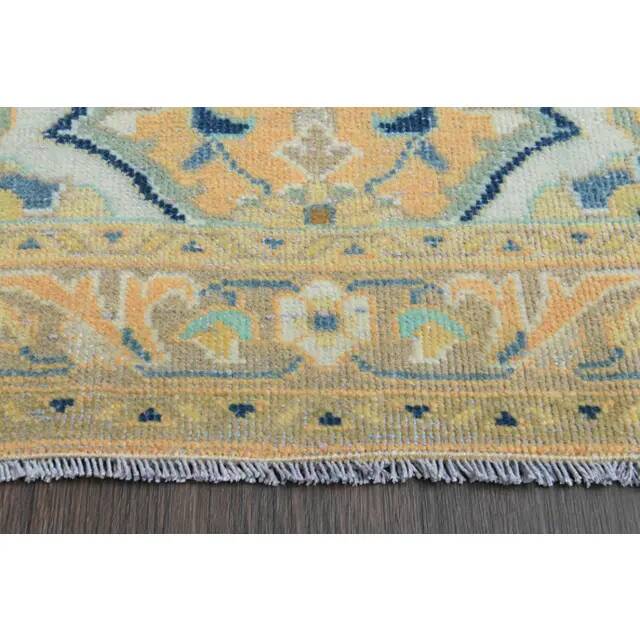 Vintage Turkish Oushak Handmade Wool Cotton Orange Runner Rug 104x310
