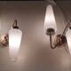 Asymmetrical brass wall lights with opaline shades, 1950s-60s.