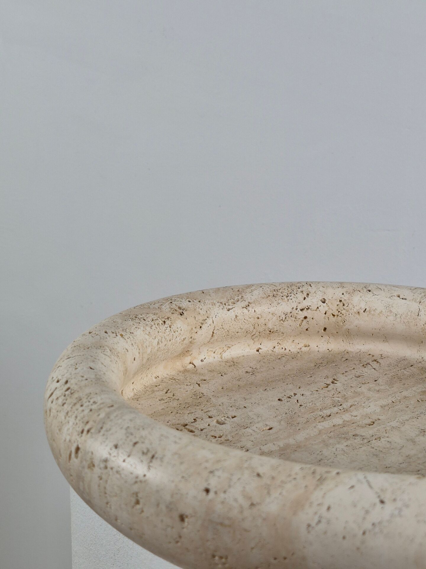 Vintage mid century handmade italian travertine stone bowl