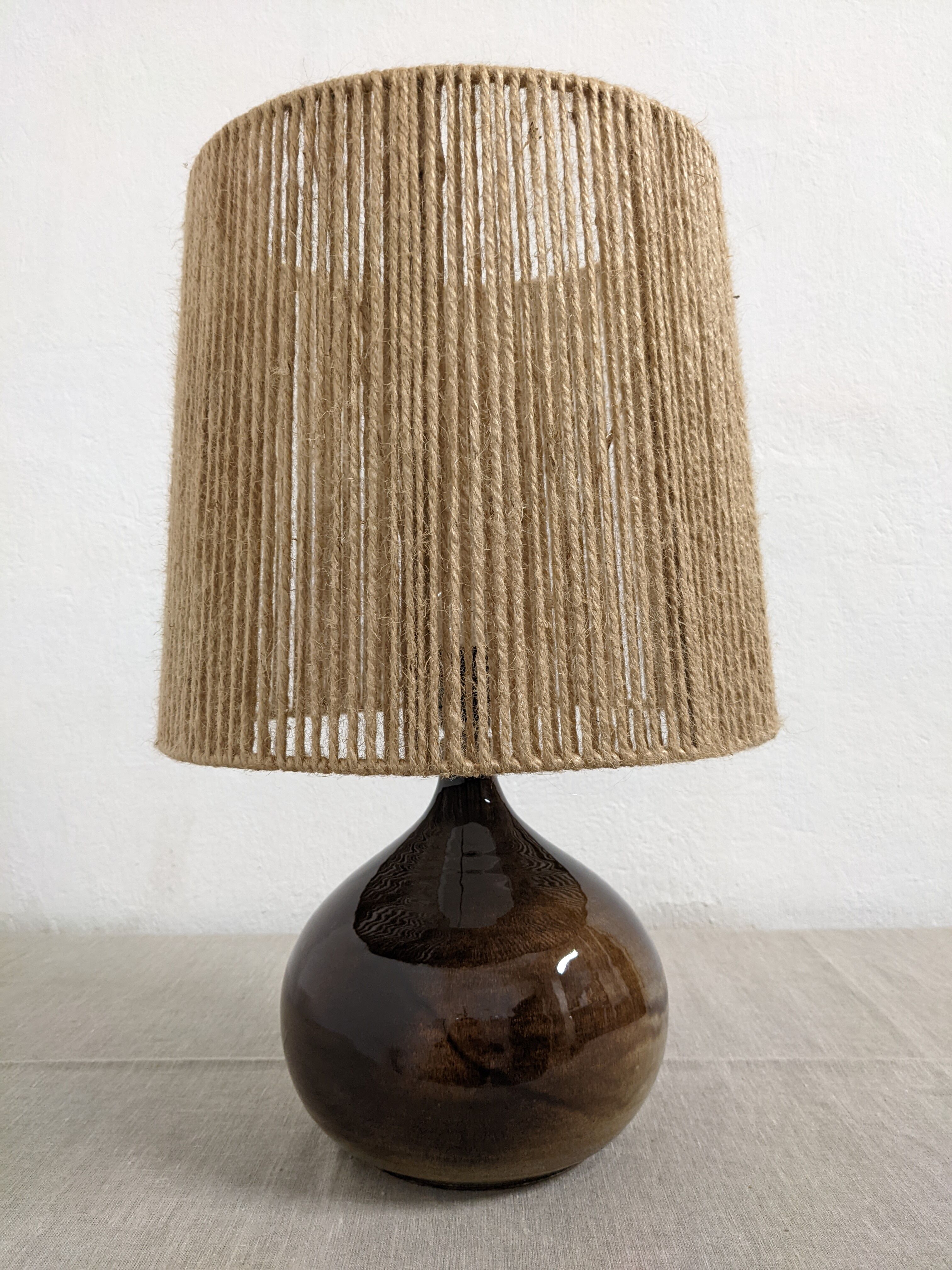 Vintage ceramic lamp and jute rope