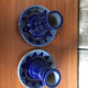 Pair of Bougeoirs BETSCHDORF Schmitter Ceramic Blue Vintage