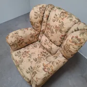 1930s Czech Art Deco Floral Upholstered Wingback Armchair