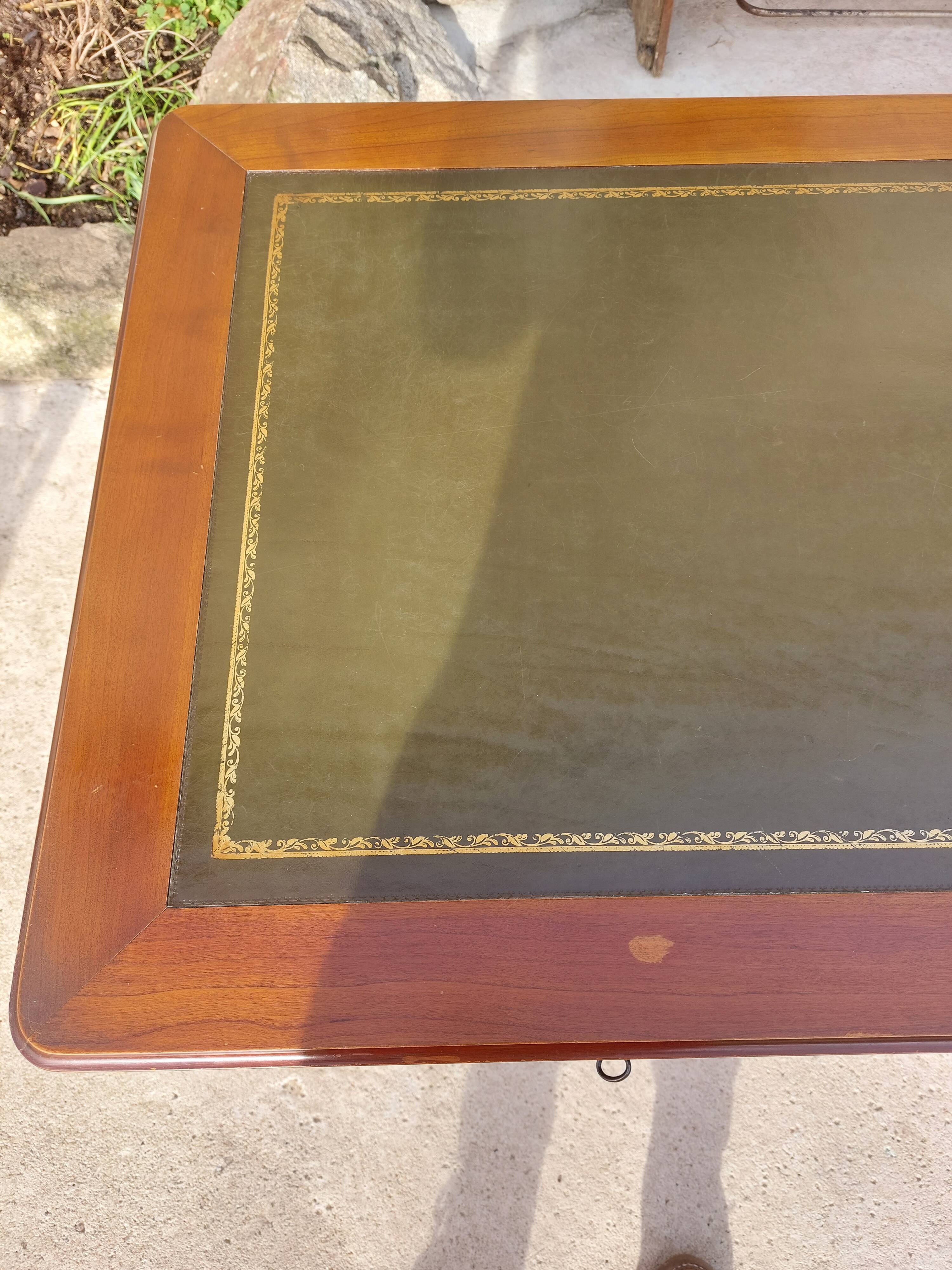 Green leather tray desk