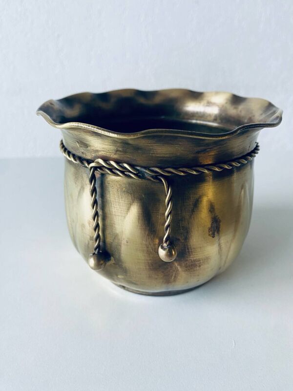 Paire de cache pot cordelette en laiton