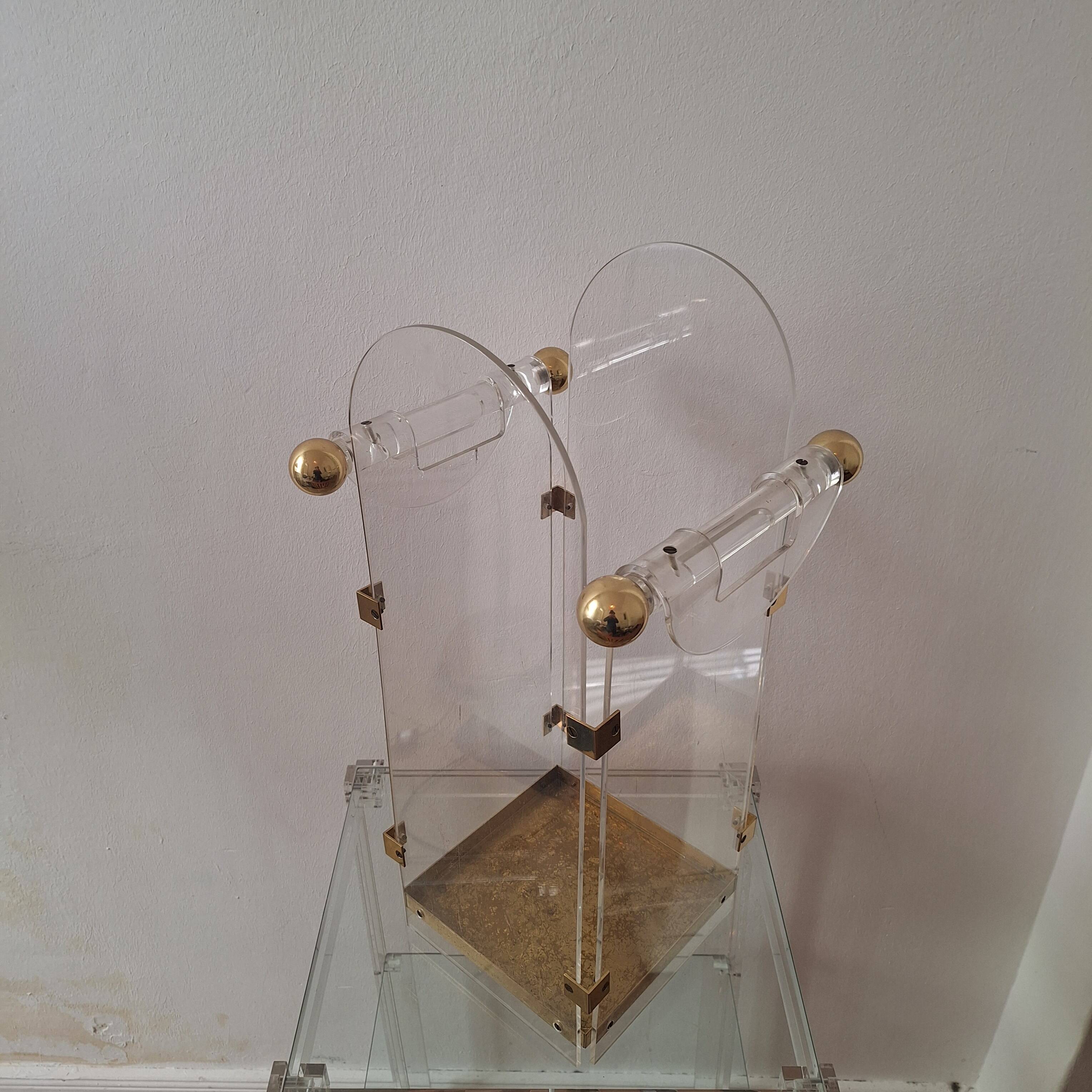 Fontana Arte inspired lucite / acrylic and brass umbrella stand, 1970s
