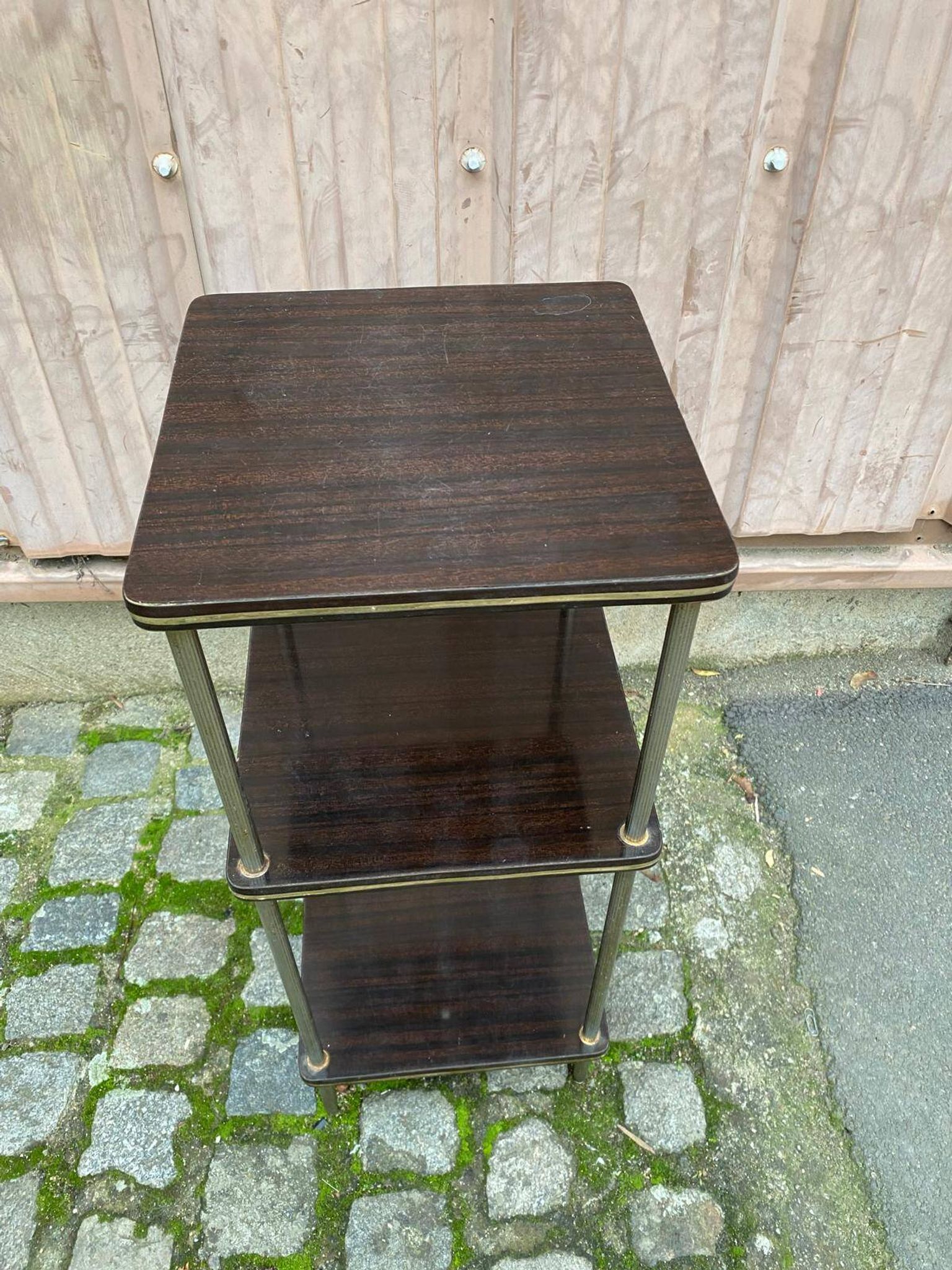 Rosewood and gilt brass shelf with 3 shelves, 1960