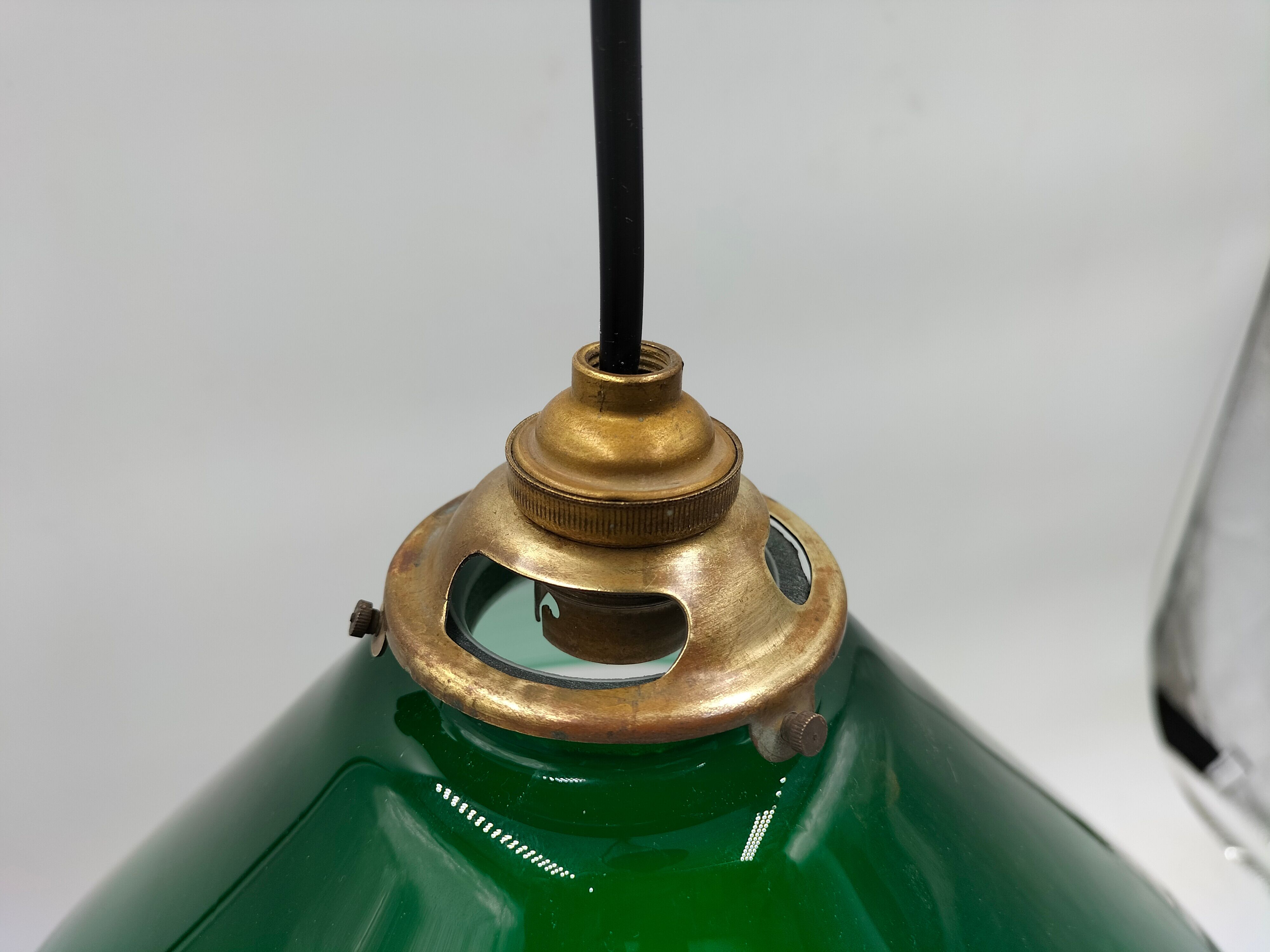 Old green opaline lamp