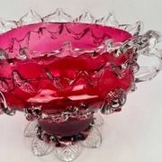 Raspberry red glass jardinière, taste of Auguste Jean or Legras.