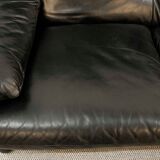 Maralunga 3-Seat Sofa in black leather by Vico Magistretti for Cassina