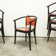 Table and 6 armchairs Baumann Diese, design Pagnon Pelhaître, Wenge color and red,