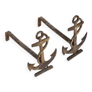 Paire de chenets en bronze - vers