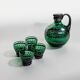 Vintage Murano Green Glass Liqueur Set with Hand-Painted Silver Decor – Decanter and Four Glasses, Italy, 1930s