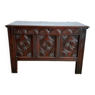 19th-century oak castle chest