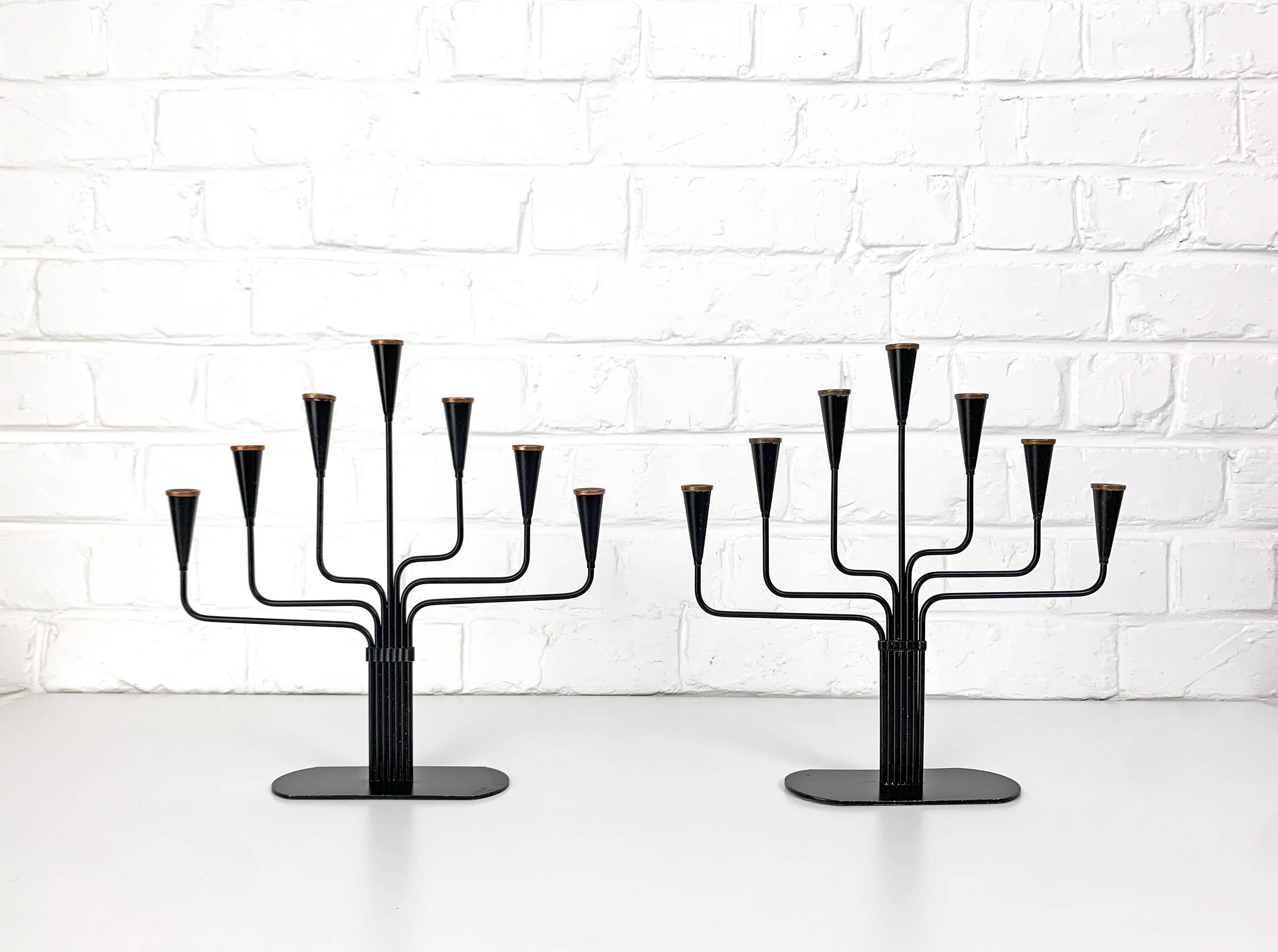 Pair of candelabra by Gunnar Ander for Ystad Metall, Sweden, 1950s.