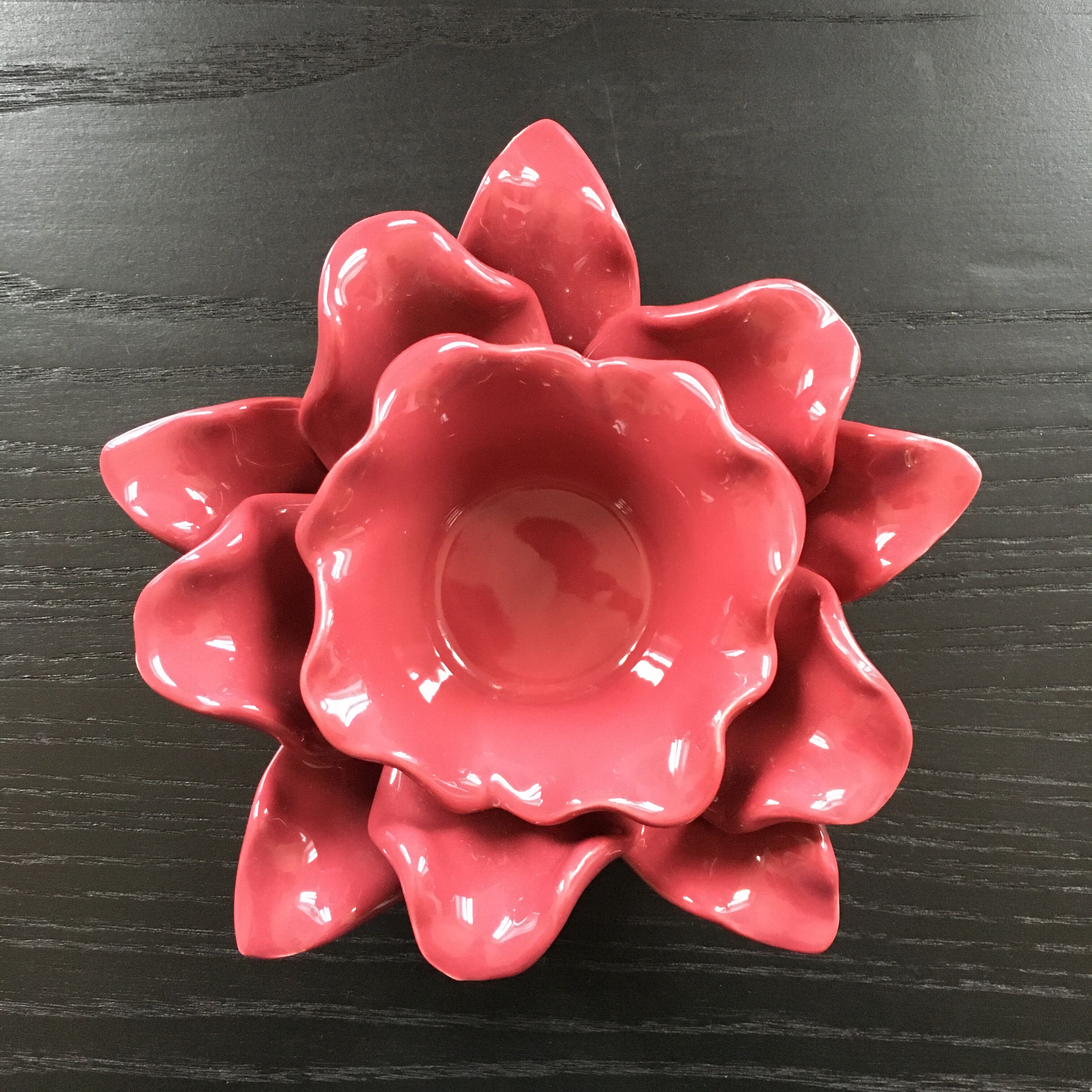 Pink flower candle holder