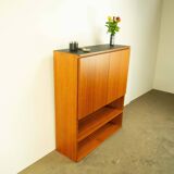 Vintage shelf combination, teak with black top, 70s