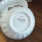 Ensemble de 6 bols en porcelaine fine de chez Longchamps, décor voitures anciennes