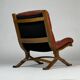 Vintage armchair easy chair leather 70s in the style of Ingmar Relling