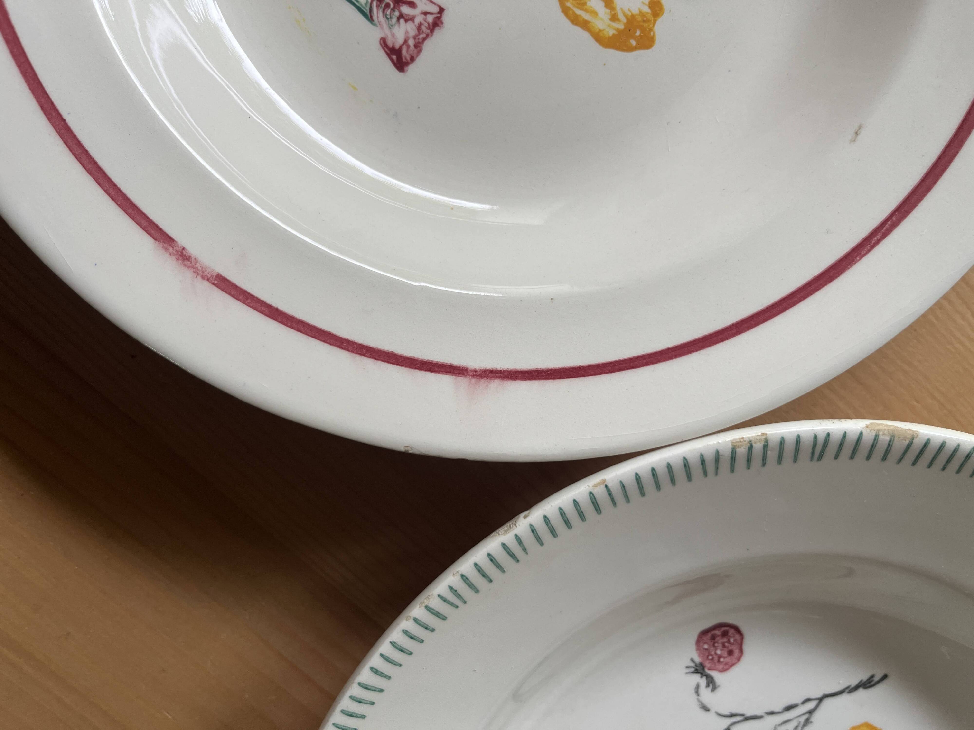 6 vintage ceramic deep plates